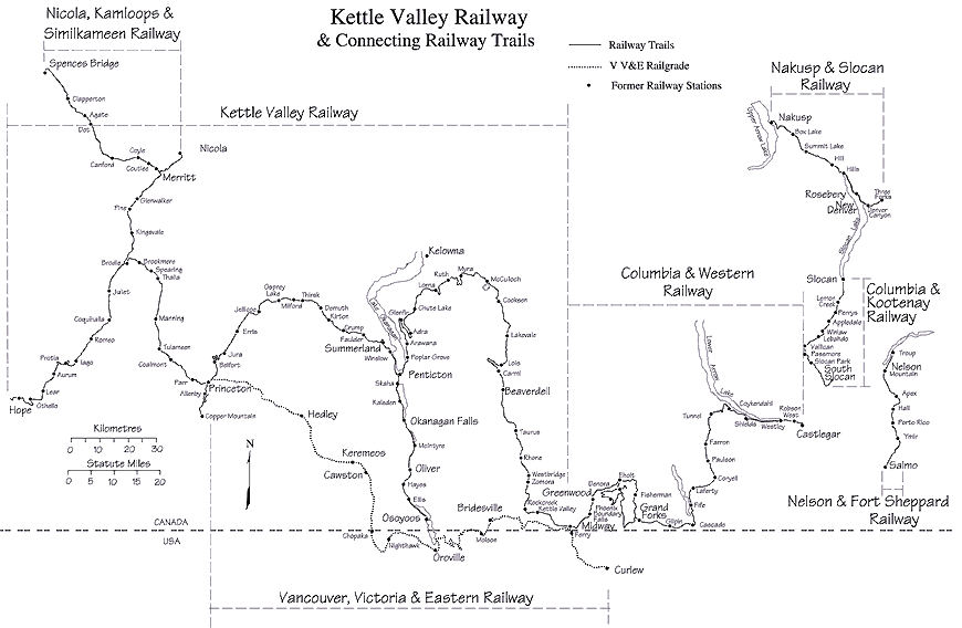 Karte Kettle Valley Railway