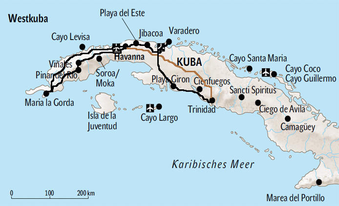 Übersichtskarte westlicher Teil Cuba